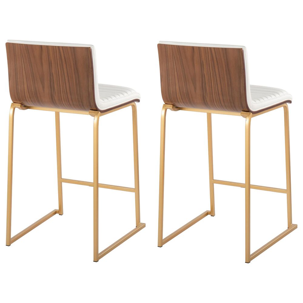 Lumisource Mason 26&quot; Counter Stool with White Cushion in Gold and Walnut &#40;Set of 2&#41;, , large