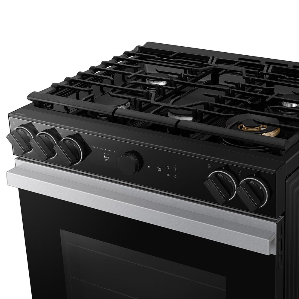 Samsung Bespoke Bespoke 6.0 Cu. Ft. Smart Slide-In Gas Range with Reversible Griddle and 23K BTU Power Burner in Stainless Steel, , large