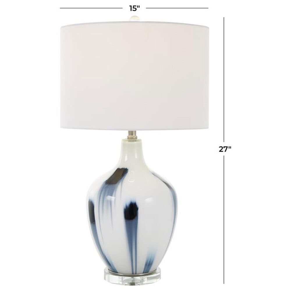 Maple and Jade Abstract Drip Splatter Table Lamp in White and Blue, , large