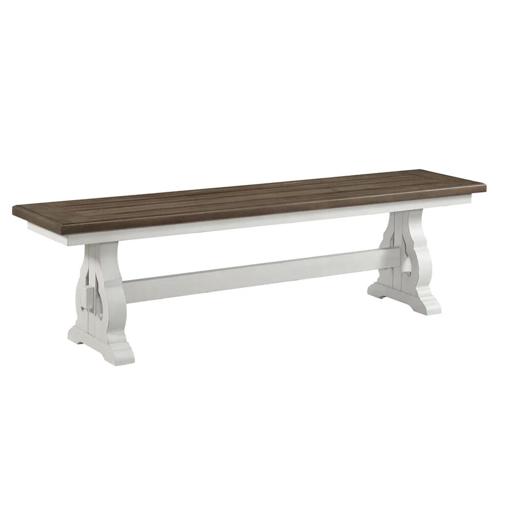 Hawthorne Furniture Drake Dining Bench in Rustic White and French Oak Nebraska Furniture Mart