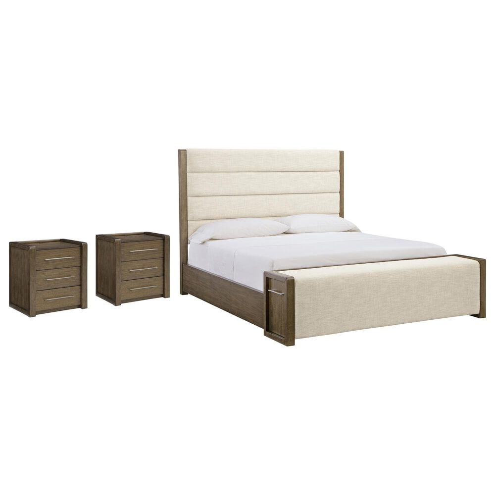 Ashley Marxmore King Upholstered Storage Bed with Two Nightstands in Brown, , large
