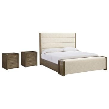 Ashley Marxmore King Upholstered Storage Bed with Two Nightstands in Brown, , large