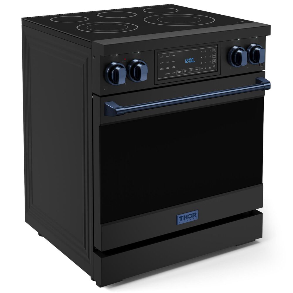 Thork Kitchen Gordon Ramsay 4.55 Cu. Ft. 30&quot; Professional Electric Range with Navy Blue Handle Kit in Black, , large
