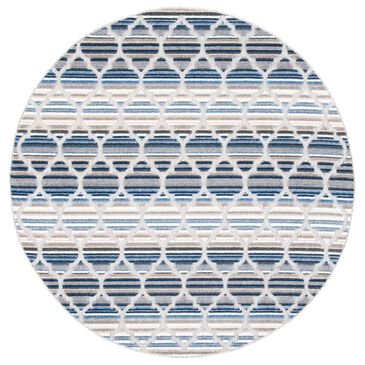 Safavieh Cabana CBN333M 5"3" Round Blue and Grey Indoor/Outdoor Area Performance Rug, , large