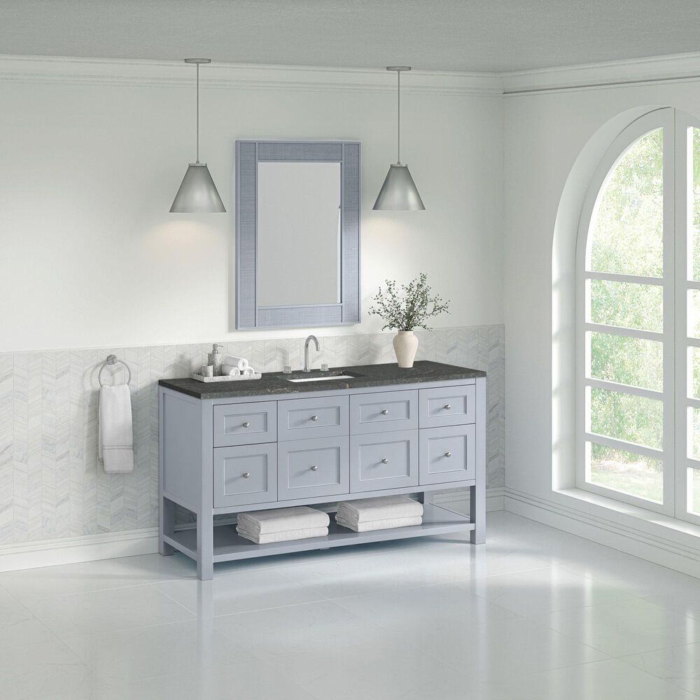 James Martin Vanities Breckenridge 60" Single Bathroom Vanity in Serenity Blue with 3 cm Parisien Bleu Quartz Top, Rectangular Sink and FreePower Wireless Charger, , large