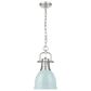 Golden Lighting Duncan 1-Light Small Pendant with Chain and Seafoam Shade in Pewter, , large