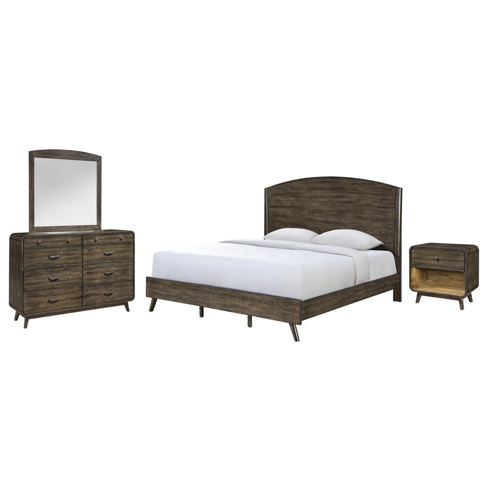 New Heritage Design Rex 4-Piece Queen Panel Bedroom Set in Walnut, , large