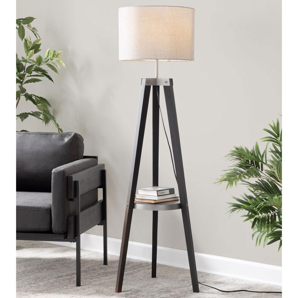 Lumisource Compass Floor Lamp in Black and Silver, , large