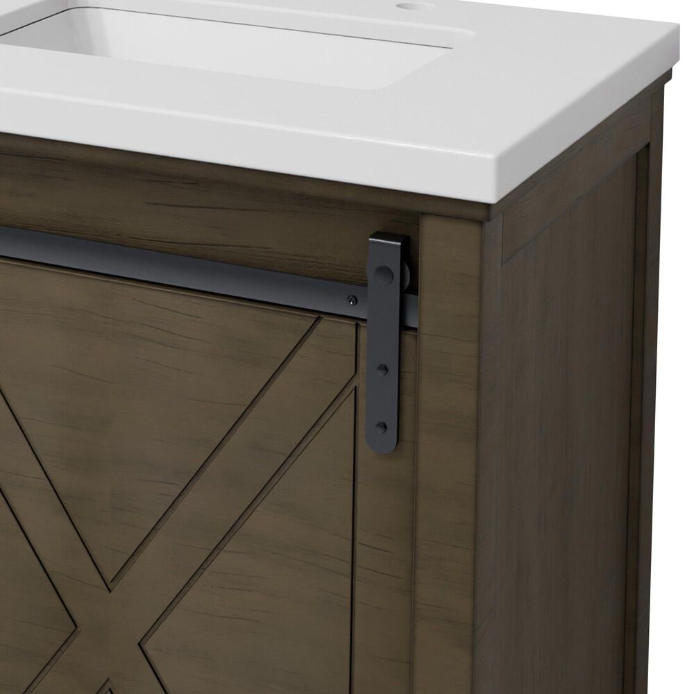 Lexora Home Marsyas 60" Double Bathroom Vanity in Rustic Brown with White Quartz Top and Rectangular Sinks, , large