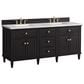 James Martin Vanities Lorelai 72" Double Vanity in Black Onyx with 3 cm Carrara White Marble Top, , large