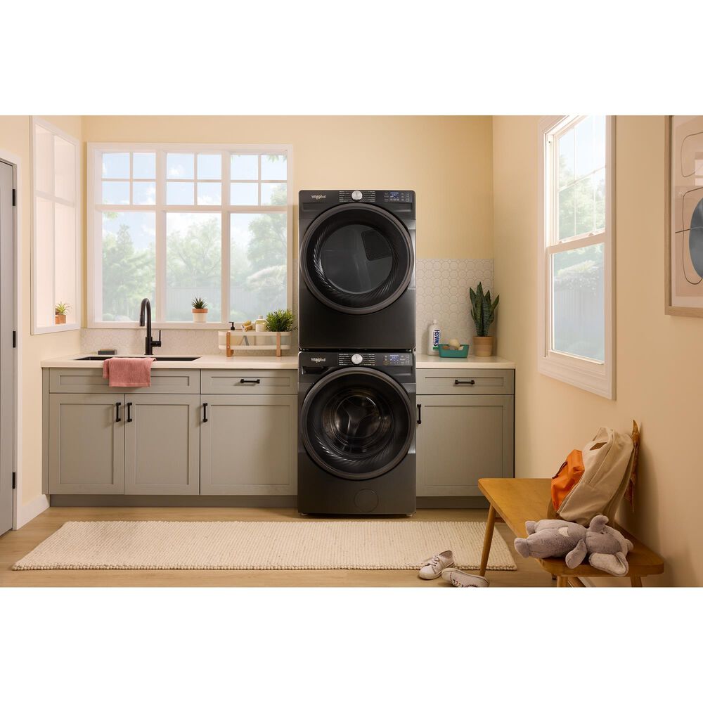 Whirlpool 4.5 Cu. Ft. Smart Front Load Washer and 7.4 Cu. Ft. Smart Gas Dryer Laundry Pair in Volcano Black, , large