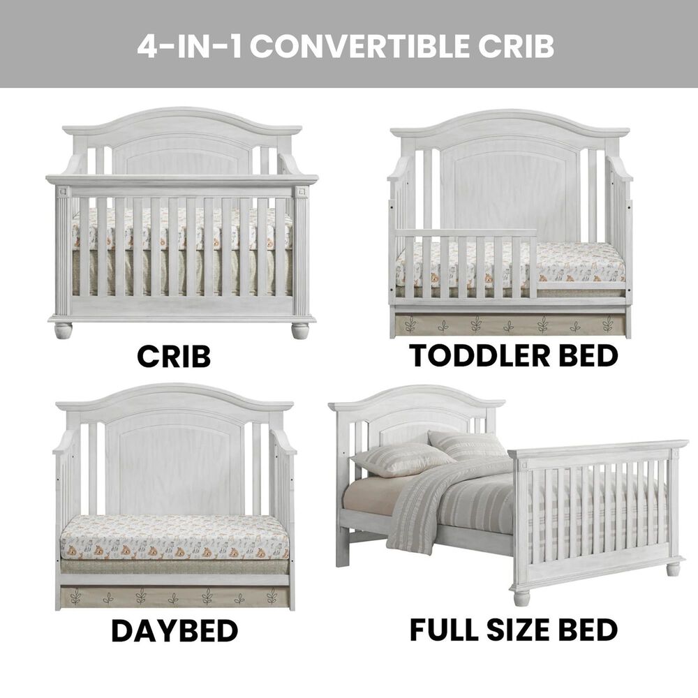 Oxford Baby London Lane 4-In-1 Convertible Crib in Vintage White, , large