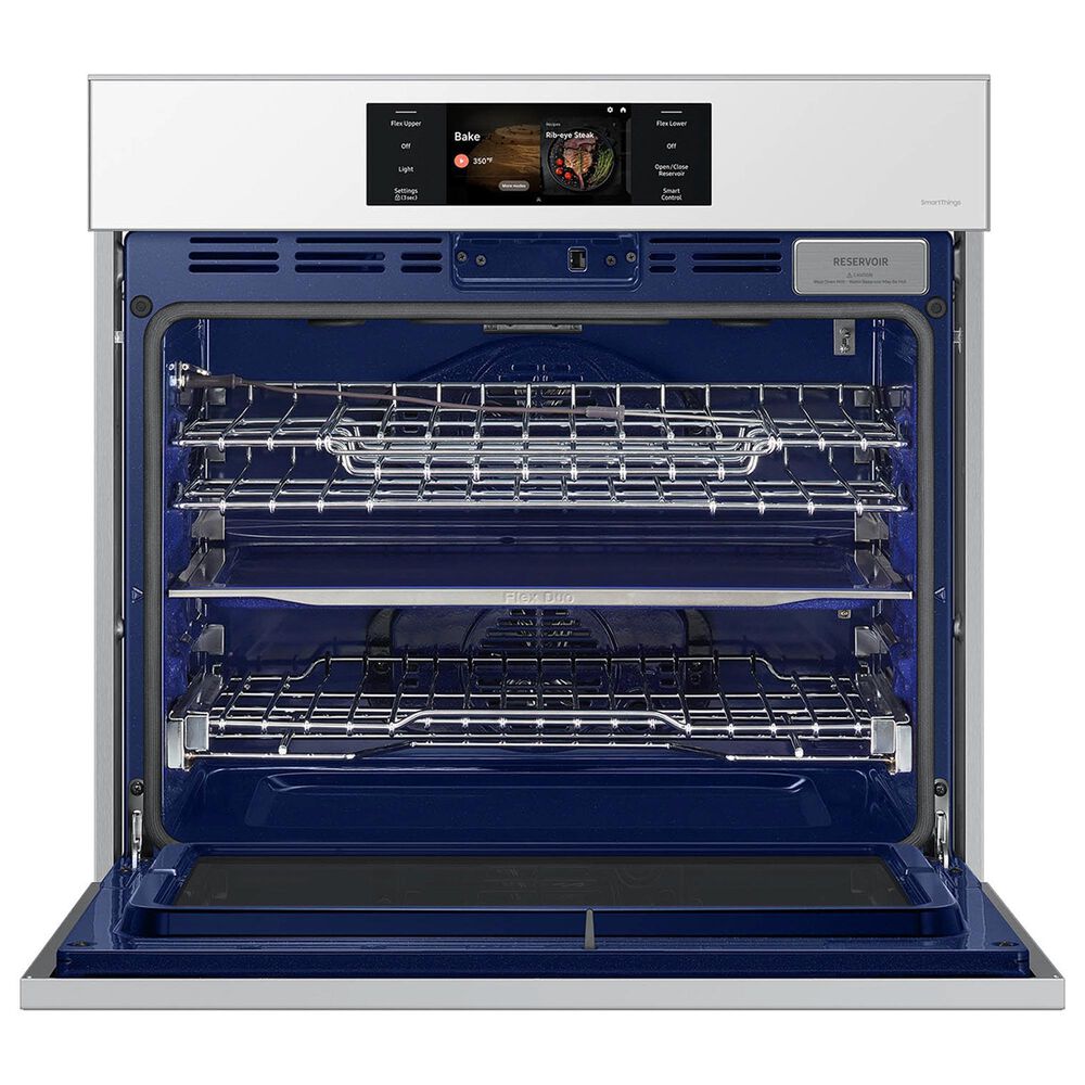 Samsung Bespoke 2-Piece Kitchen Package with White Bespoke 30" Single Wall Oven and Black 30" Induction Cooktop, , large