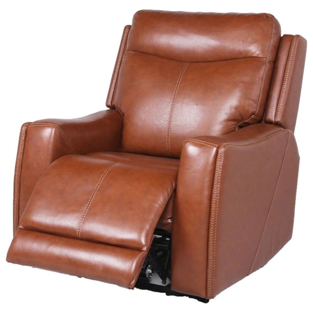Crystal City Natalia Leather Power Recliner with Headrest in Coach, , large