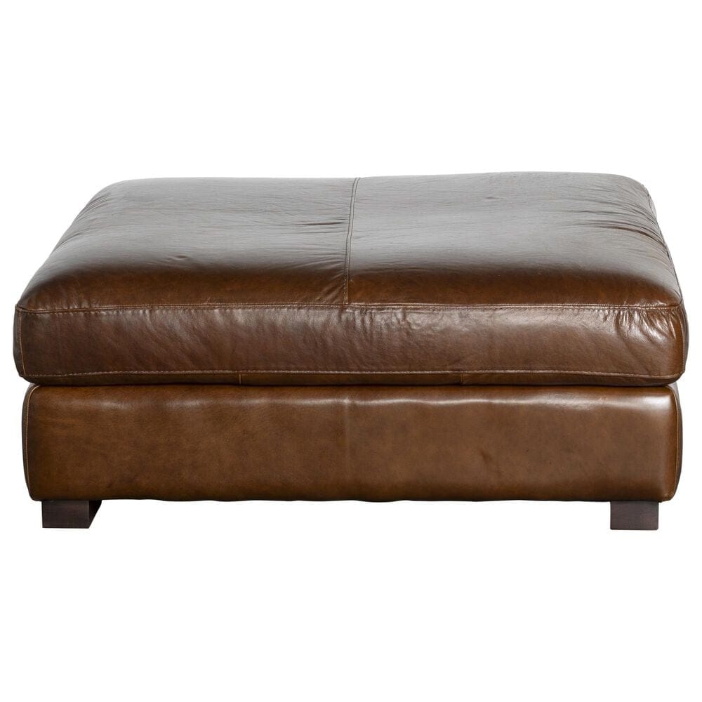 Softline Splendor Leather Ottoman in Dallas Chestnut, , large