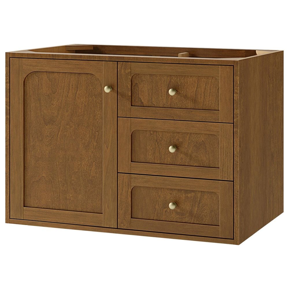 James Martin Laurent 36" Single Bathroom Vanity in Honey Oak with 3 cm Eternal Jasmine Pearl Silestone Top and Rectangular Sink, , large