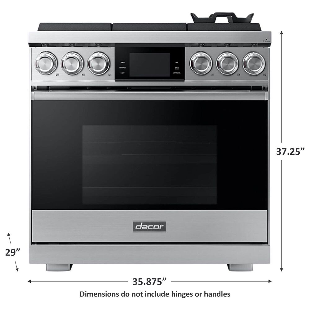Dacor Modernist 36" Pro Gas Range with Natural Gas in Silver Stainless Steel, , large