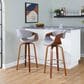 LumiSource Curvini 30" Swivel Barstool with Grey Upholstery in Walnut and Chrome (Set of 2), , large