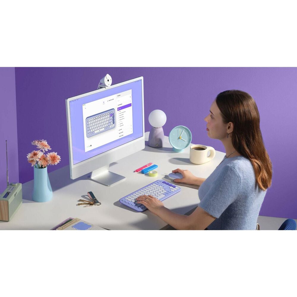 Logitech POP Icon Keys Wireless Bluetooth Keyboard in Lilac and Off White, , large