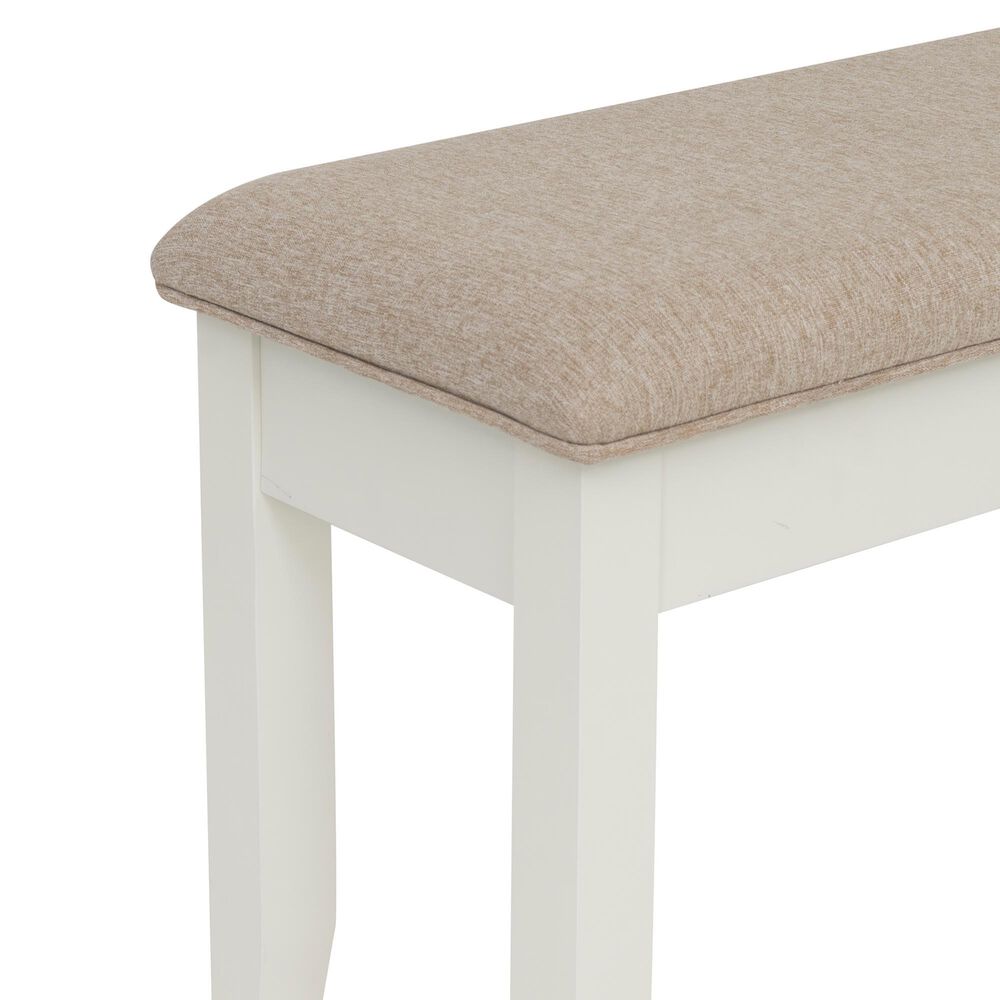 Linon Home Decor Jane Storage Bench with Light Tan Cushion in Vanilla White, , large