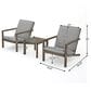 Hearth and Haven Leah 3-Piece Patio Chat Set with Gray Cushion in Brown, , large