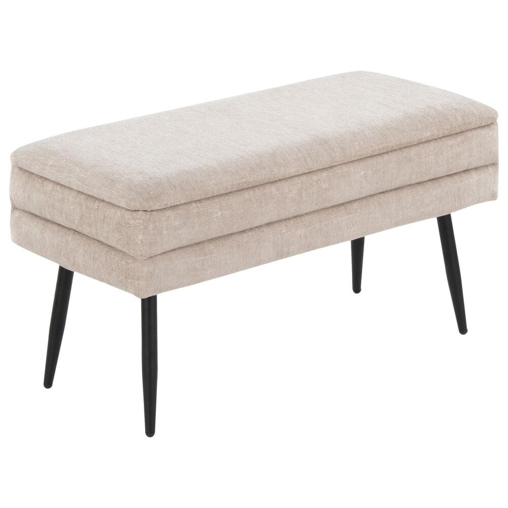 Lumisource Neapolitan Storage Bench with Light Brown Cushion in Black, , large