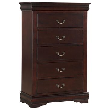 Crown Mark Louis Philip 5 Drawer Chest in Cherry, , large