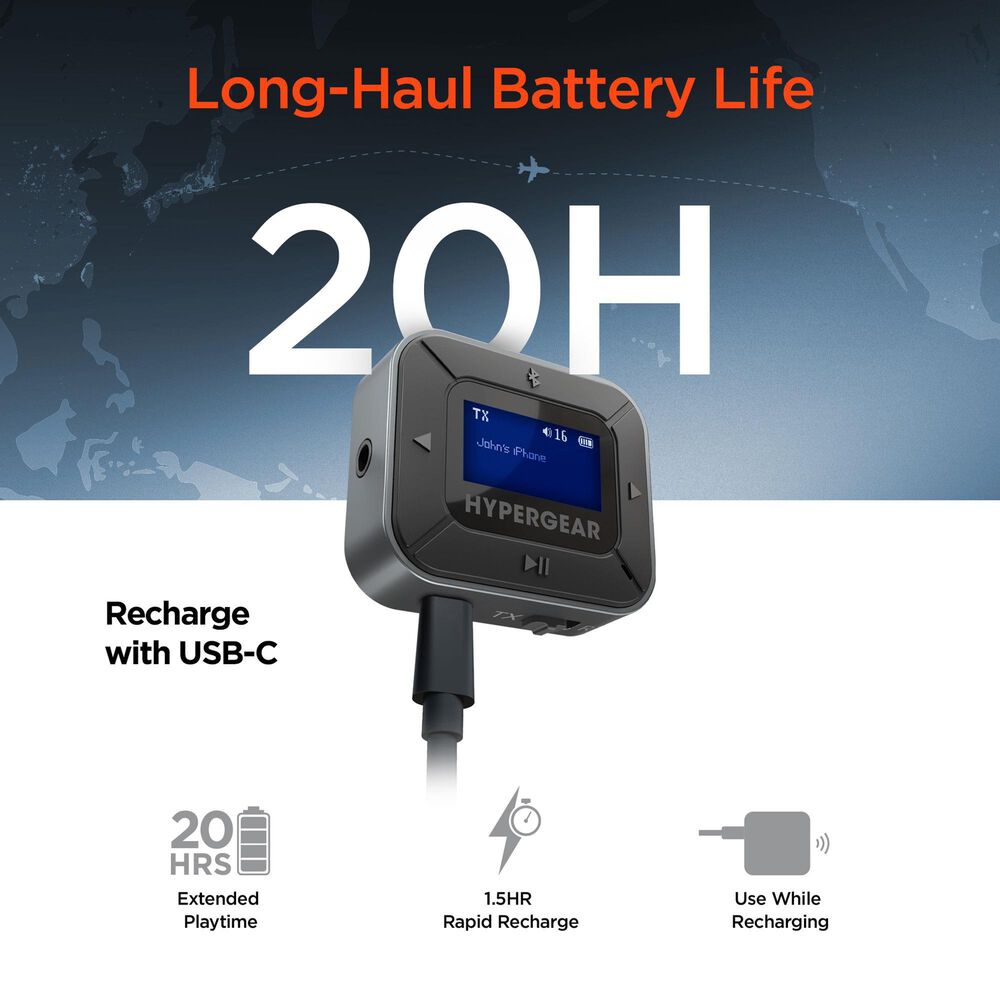 Hypercel HyperGear IntelliCast Flight Audio Adapter with Transmitter and Receiver in Black, , large