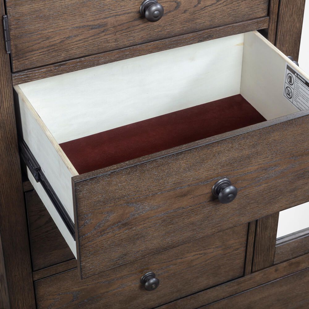 Riva Ridge Oxford 4-Drawer Chiffarobe with Clothing Rod in Cocoa, , large