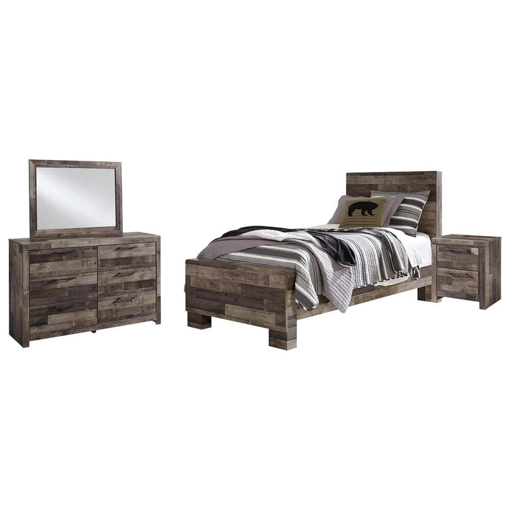 Ashley Derekson 4 Piece Twin Panel Bedroom Set in Gray, , large