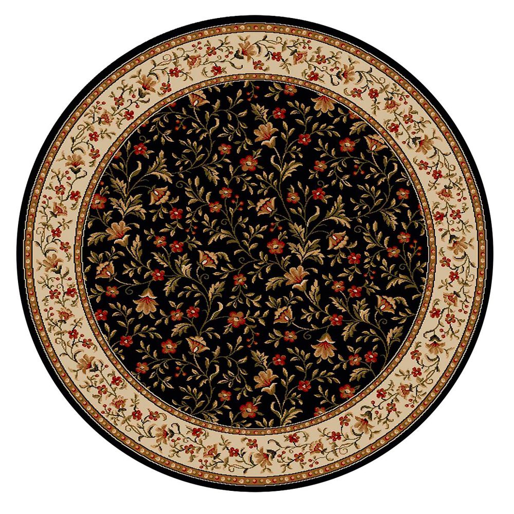 Radici USA Bergamo 1593 8' Round Black Area Rug, , large