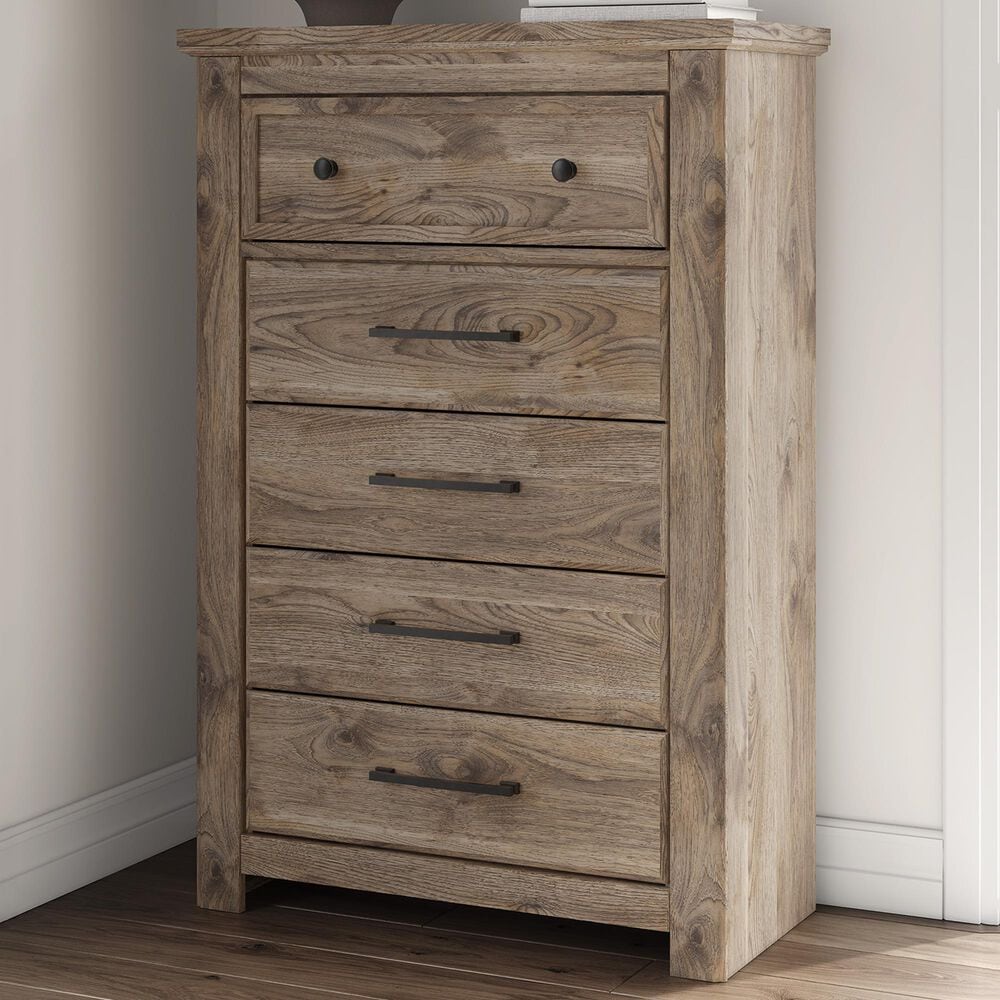Ashley Rusticott 5-Drawer Chest in Brown, , large
