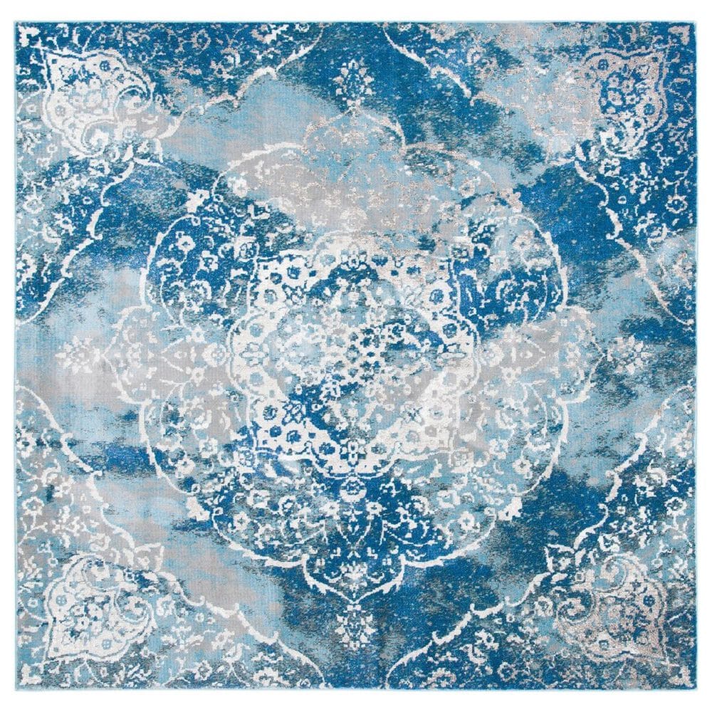 Safavieh Aria 6"6" Square Light Blue and Ivory Area Rug, , large