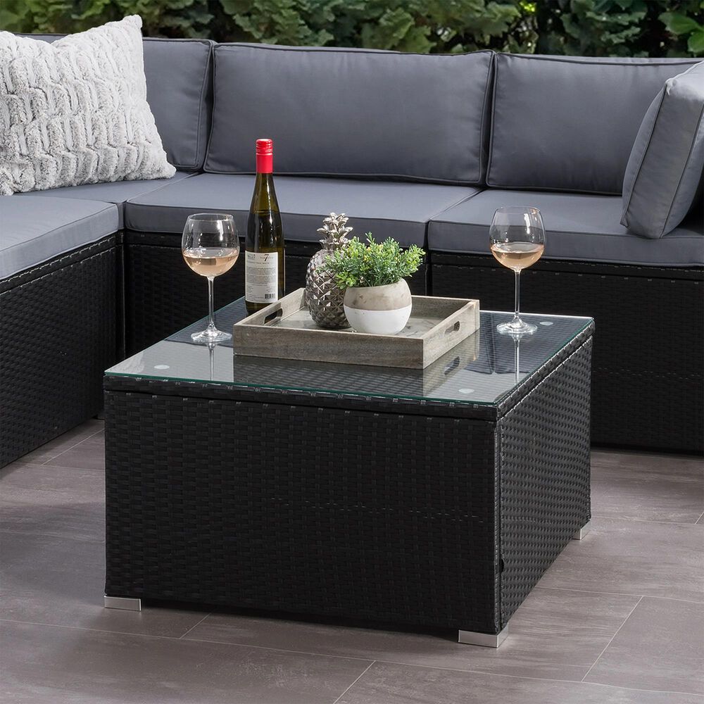 CorLiving Parksville Patio Square Coffee Table in Black, , large