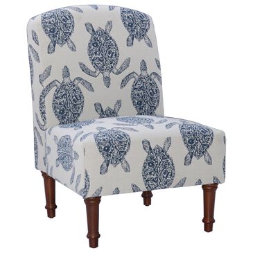 Linon Home Decor Hawksbill Accent Chair in Indigo and Cream, , large