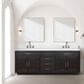 Lexora Home Abbey 84" Double Bathroom Vanity in Black Oak with 2 cm White Carrara Marble Top and Rectangular Sinks, , large