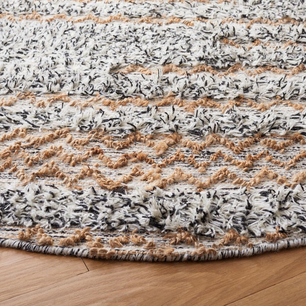 Safavieh Natura NAT720Z 6&#39; Round Ivory and Black Area Rug, , large
