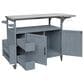 HOMLUX Farmhouse Rolling Outdoor Kitchen Cart with Stainless Steel Top in Blue Gray, , large