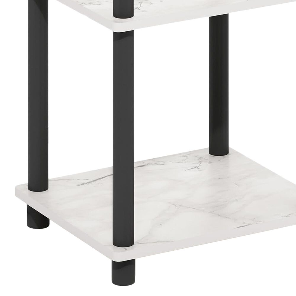 HOMLUX 3-Tier Turn-N-Tube End Table with 2 USB ports in Marble White and Black, , large