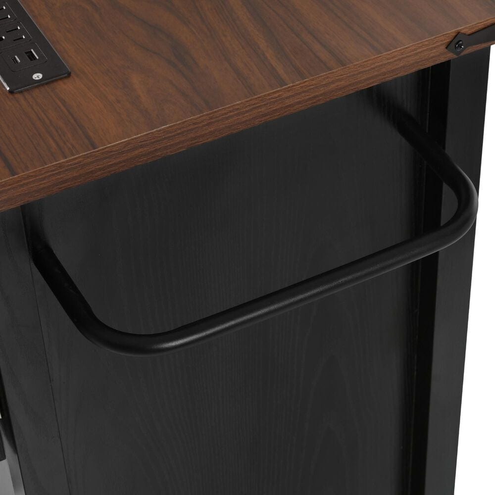 HOMLUX 58" Kitchen Island with Drop Leaf in Black and Brown, , large