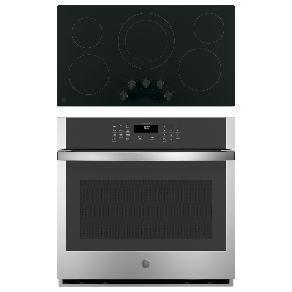 GE Appliances 2-Piece Kitchen Package with Stainless Steel 30&quot; Built-In Single Wall Oven and Black 36&quot; Built-In Electric Cooktop, , large