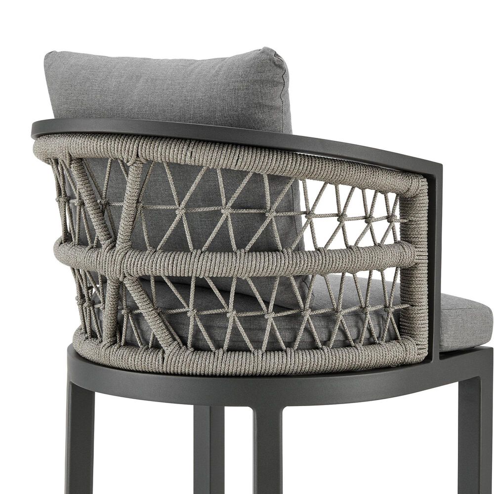 Armen Living Zella Patio Counter Height Bar Stool with Earl Gray Cushion in Gray, , large