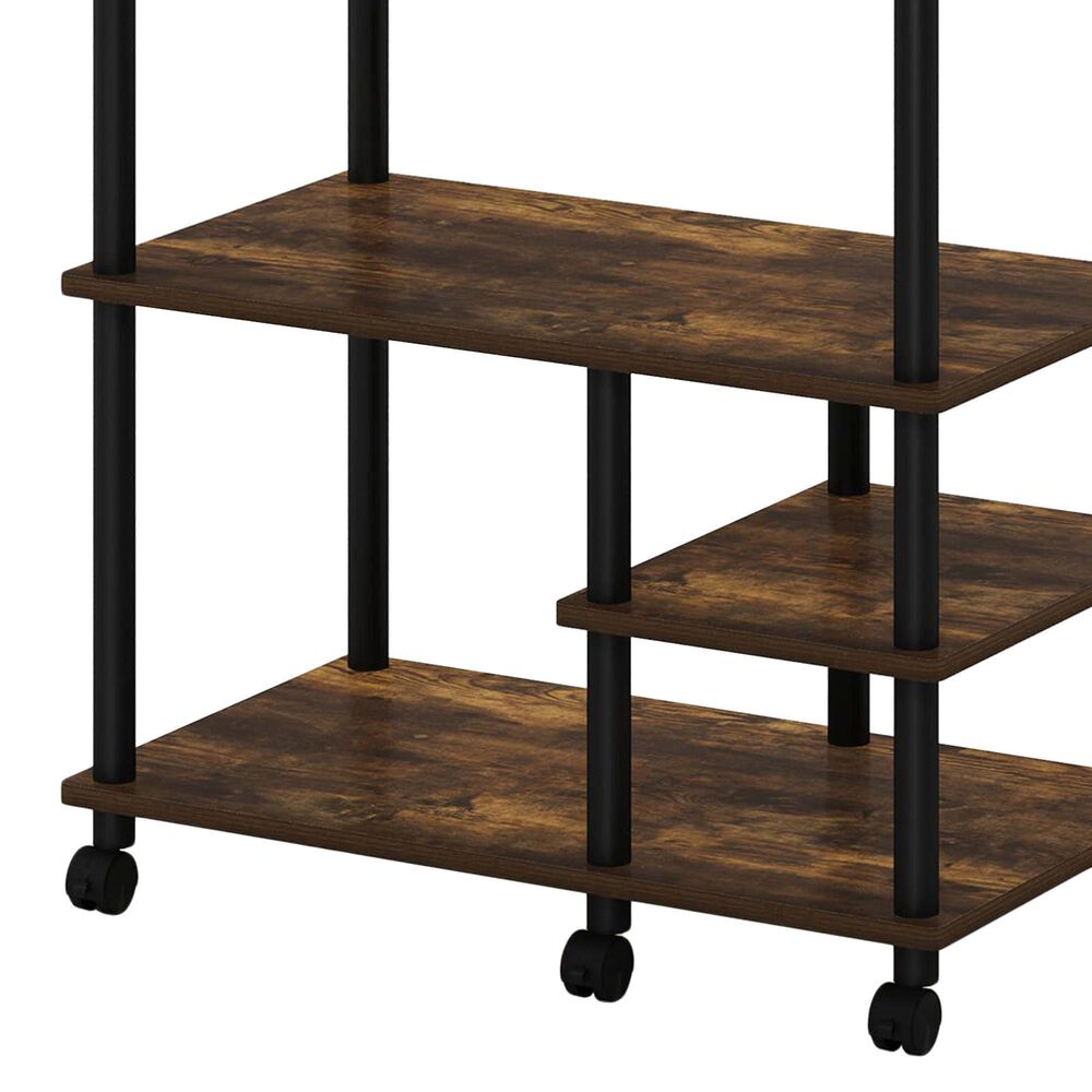 HOMLUX Turn-N-Tube 4-Tier Kitchen Storage Cart in Amber Pine and Black, , large
