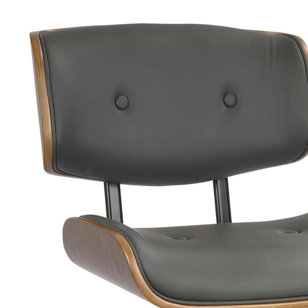 Lumisource Lombardi Swivel Adjustable Barstool with Grey Cushion in Black and Walnut, , large
