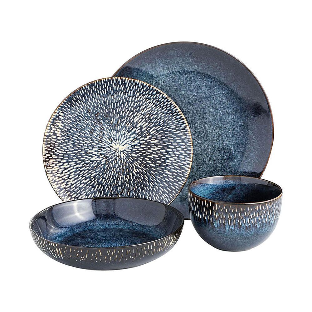 Gibson Home Matisse 16-Piece Stoneware Double Bowl Dinnerware Set in Cobalt, , large