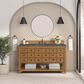 James Martin Malibu 60" Single Bathroom Vanity in Amber Birch with 3 cm Parisien Bleu Quartz Top and Rectangular Sink, , large
