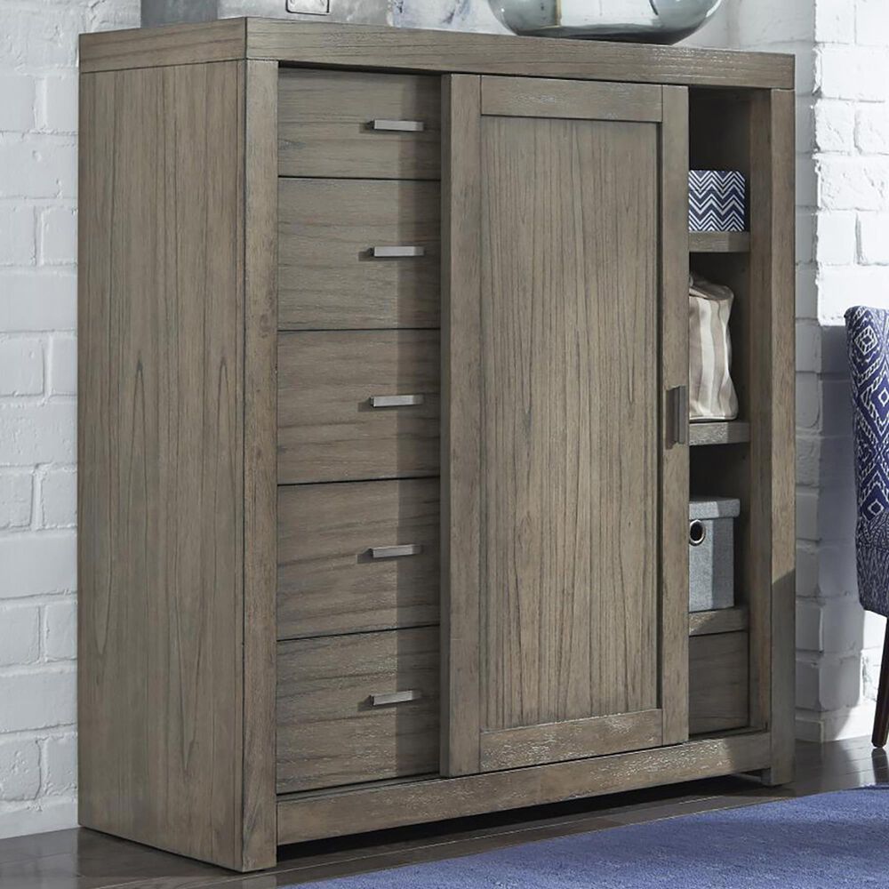 Riva Ridge Modern Loft 6-Drawer Sliding Door Chest in Greystone, , large