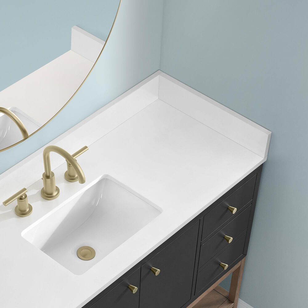 37B Isadore 48" Single Bathroom Vanity Cabinet in Tricorn Black and White Composite Stone Top and Backsplash, , large
