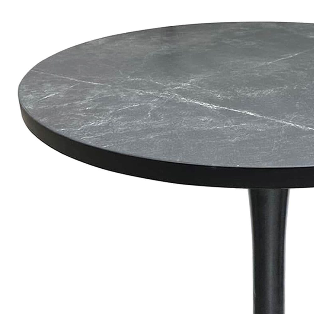 Leisuremod LeisureMod Bristol Dining table, Black Base with 27 Round Marbleized Black MDF top, , large