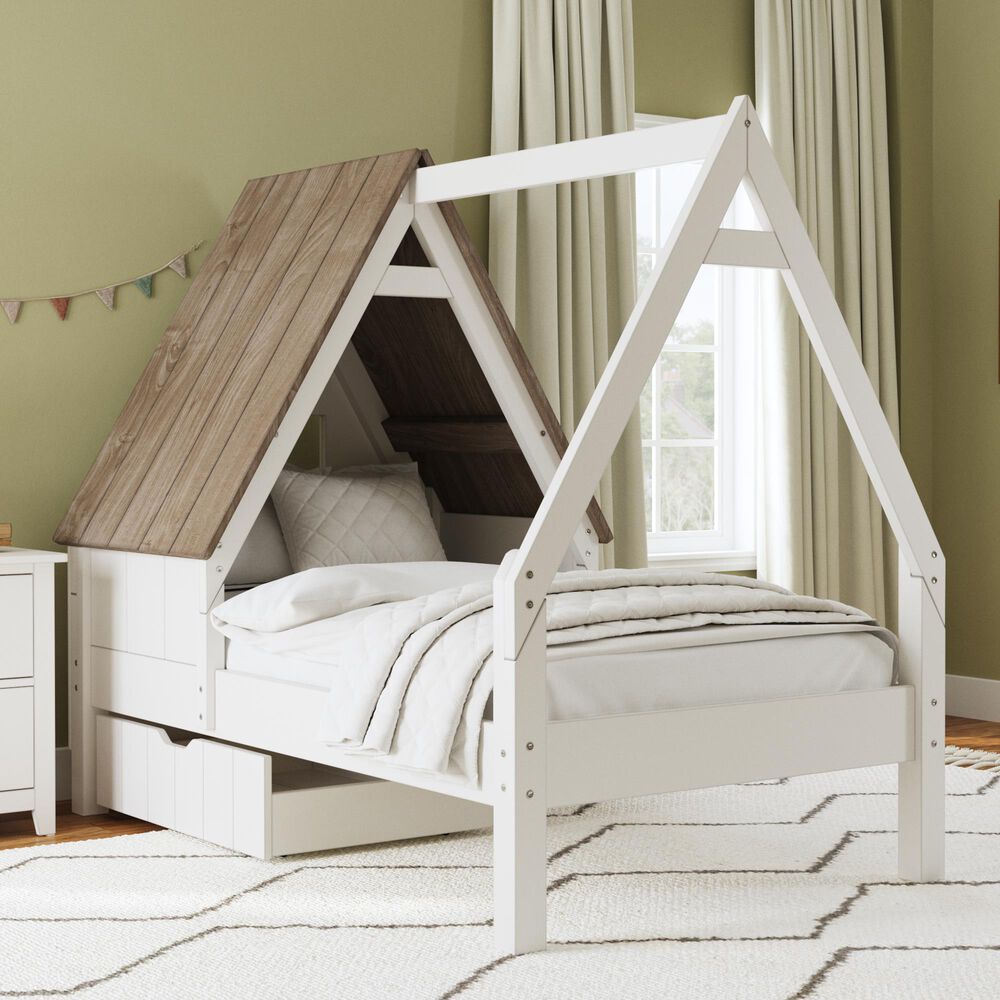 Eastern Shore Twin Canopy House Bed in White, , large